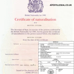 Naturalization certificate uk